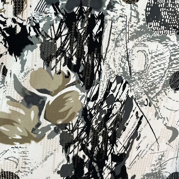 TanJay Abstract Print Relaxed Top Black White Taupe Long Sleeve Top Stretch 2X - Picture 3 of 10